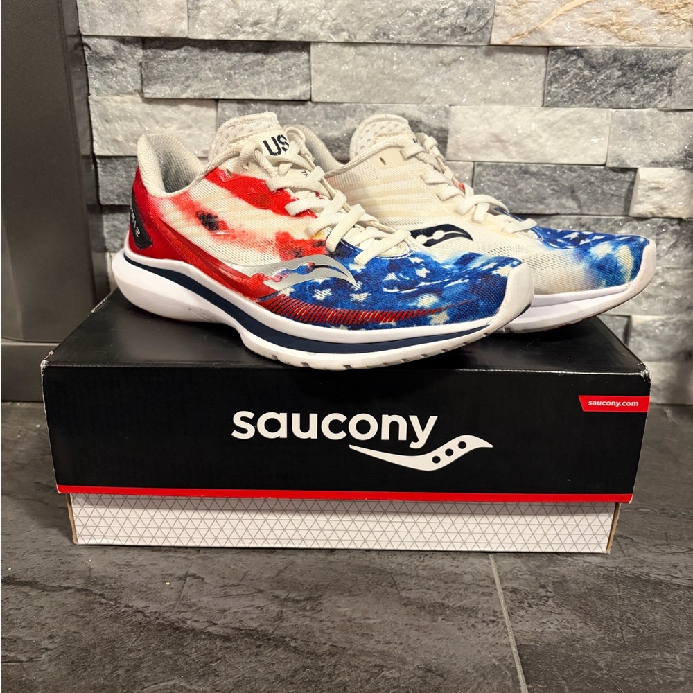 Saucony American Flag Performance Running Shoes - Red, Blue & White